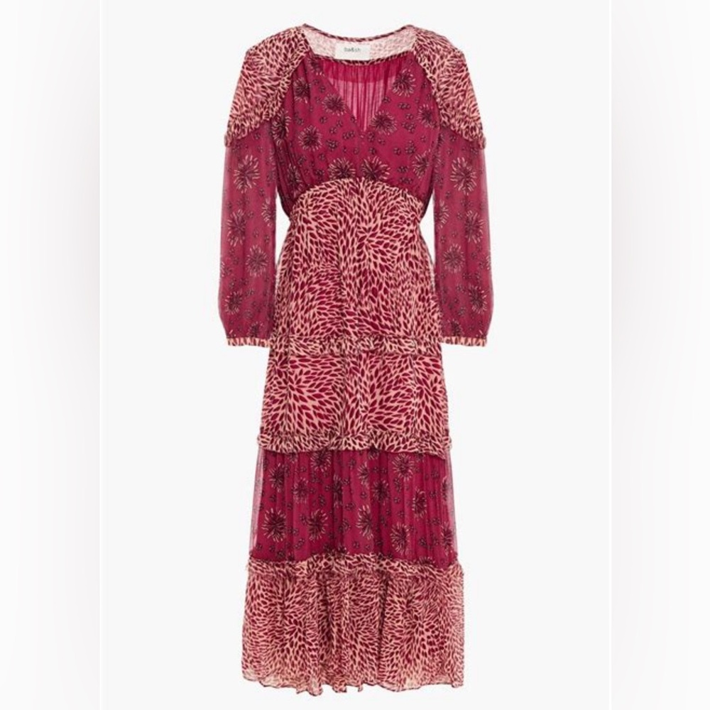 BA&SH Gypsy tiered printed crepon midi dress worn 1-2 times size 2 (medium)